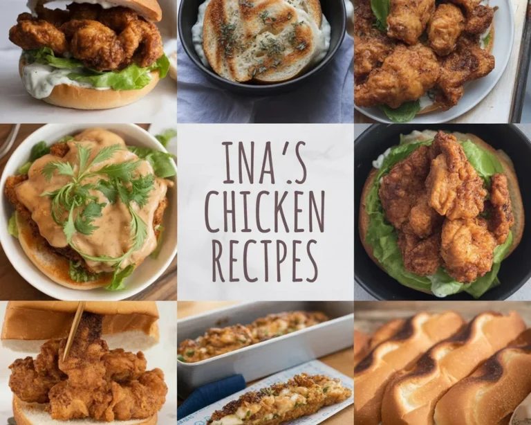 Ina Garten's chicken recipes featuring Lemon Chicken, Roast Chicken, and flavorful dishes.
