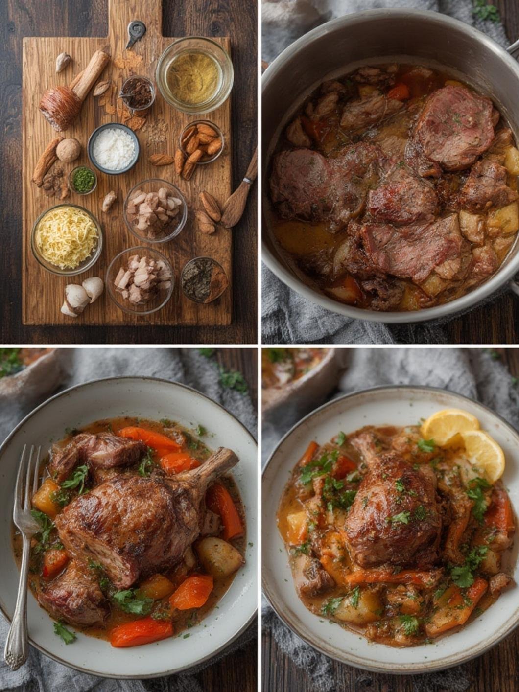 How to Cook the Best Beef Shank Recipe in 5 Steps 3 Step-by-step 4-grid of beef shank recipe