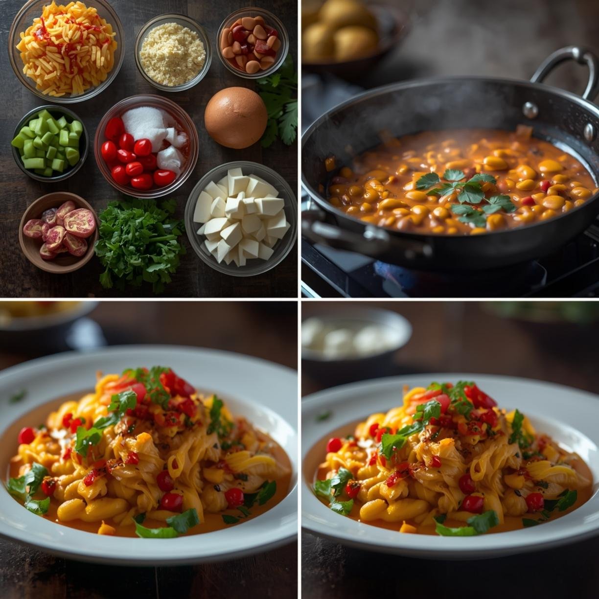 Step by step process for queso dip recipe