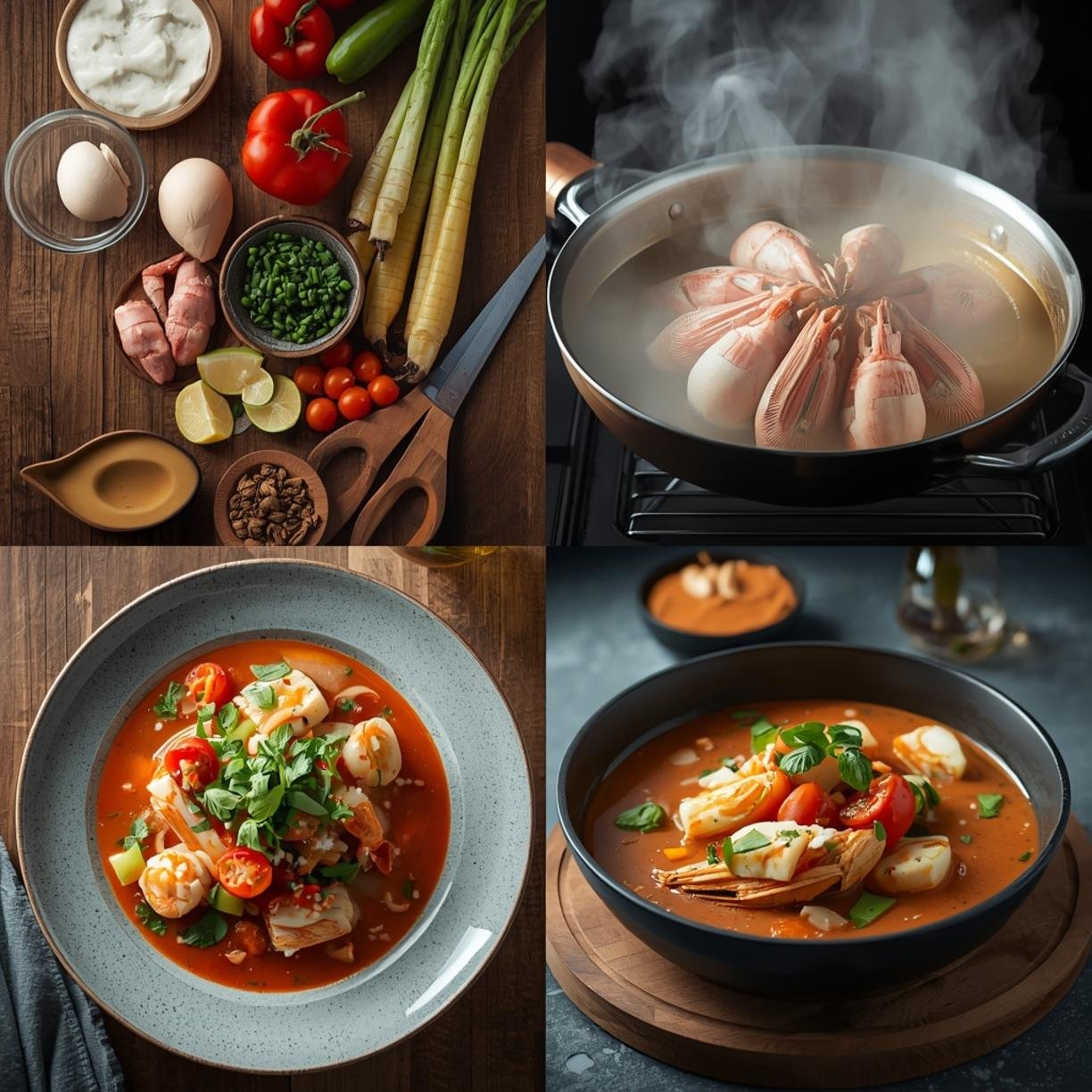 Step by step process for seafood soup recipes​