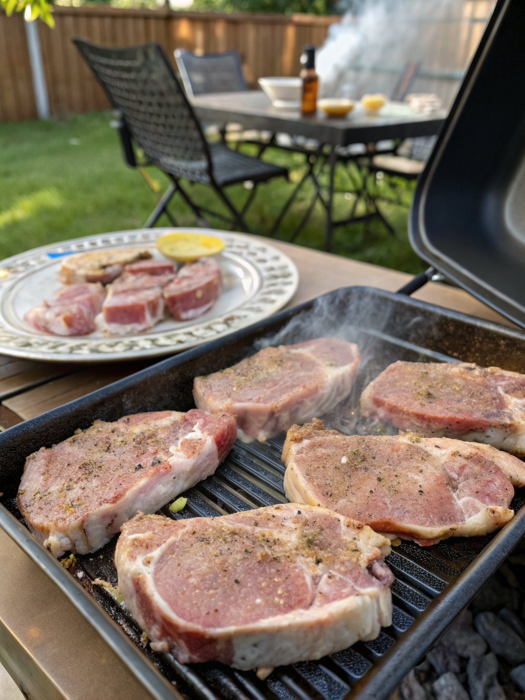 grilling pork chops preparing steps