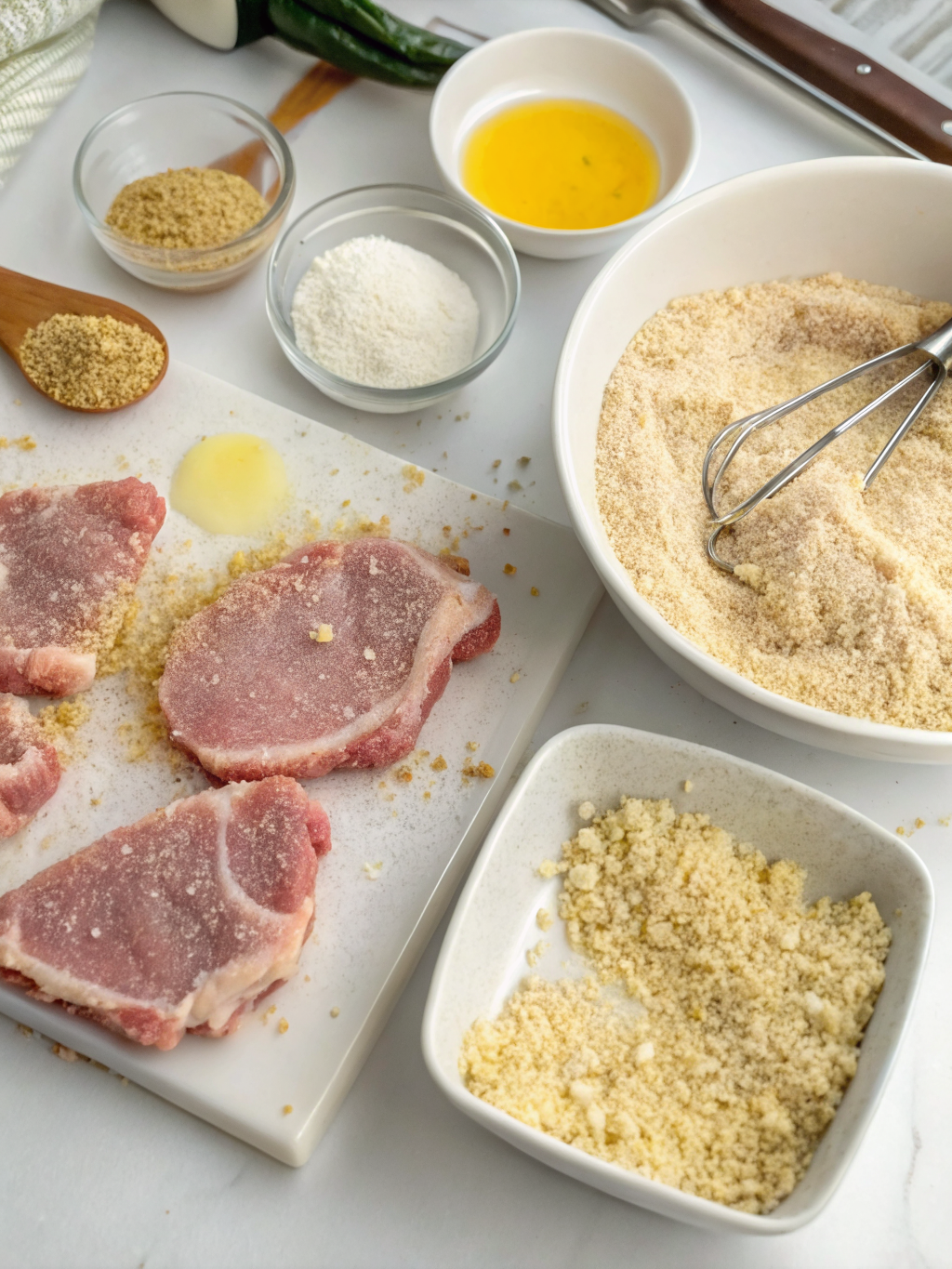 breaded pork chops​, bone in pork chop recipes​ preparing steps