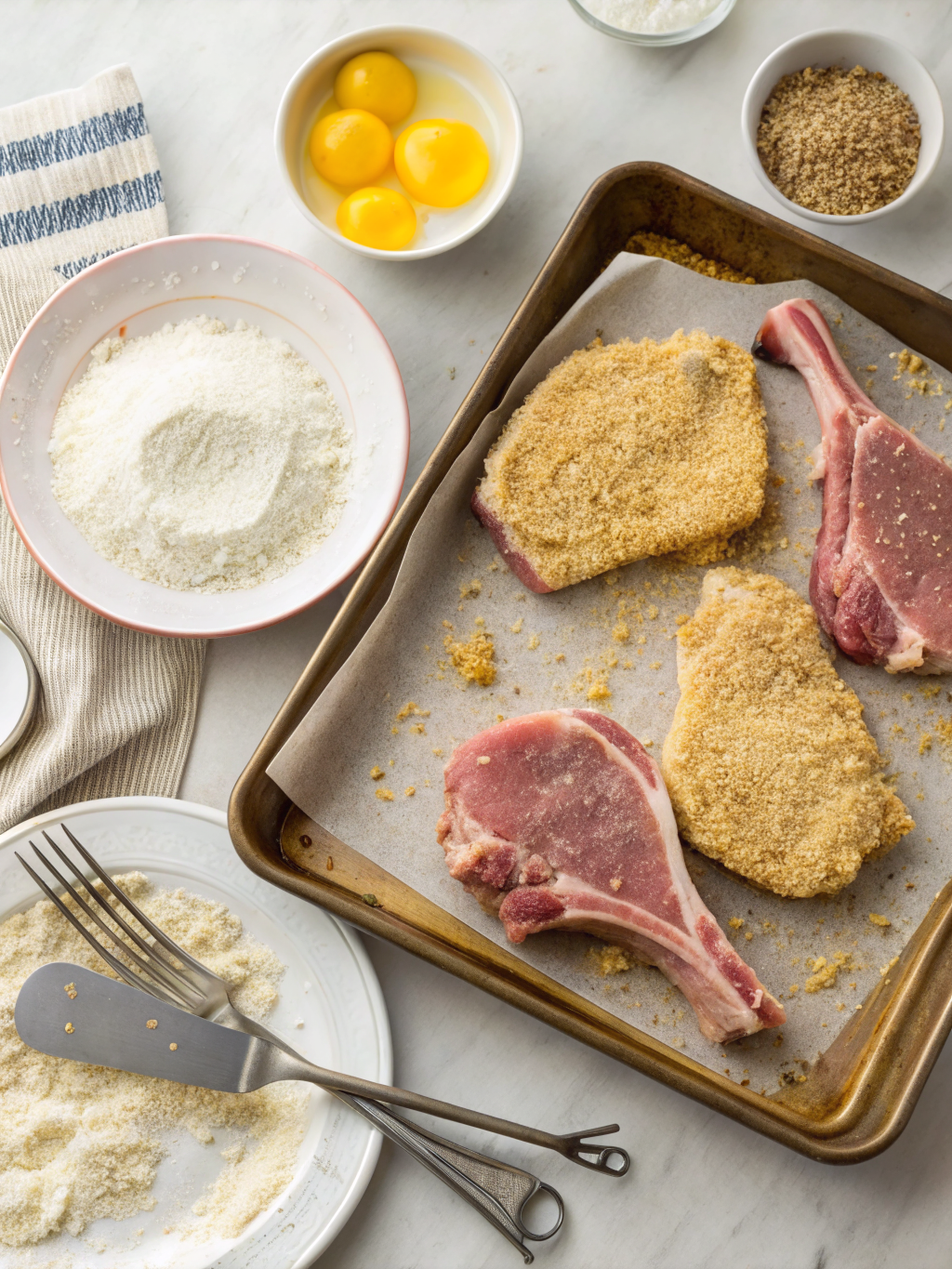Perfect Boneless Pork Chop Recipes Air Fryer: Crispy, Juicy, and Ready in 32 Minutes 3 breaded pork chops, bone in pork chop recipes preparing steps